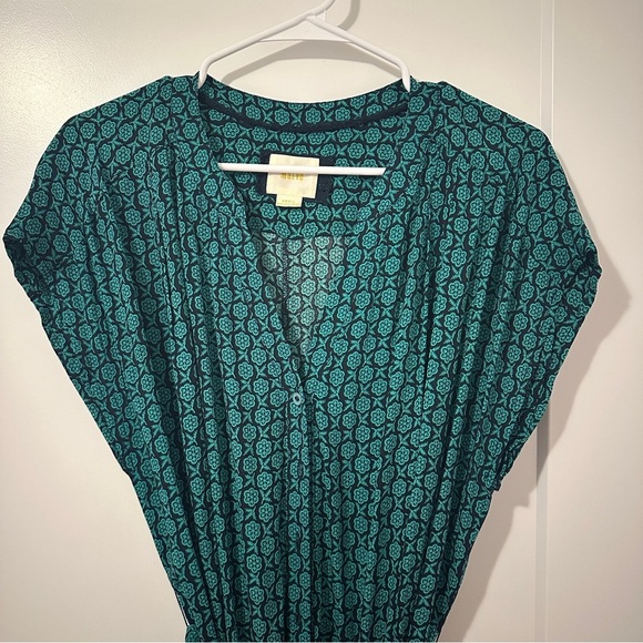 Anthropologie Maeve Blue Teal Patterned Jumpsuit Size Small Women’s - Picture 5 of 13